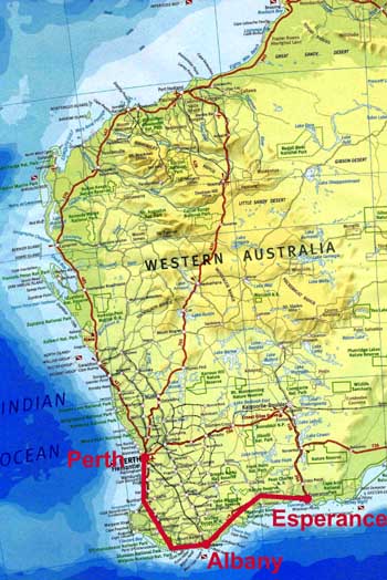 Route in SW Australia