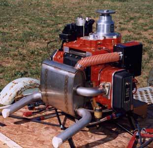 Engine at unpacking, from below and left