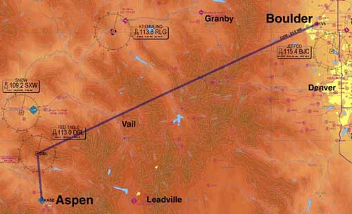 Flight routing Boulder - Aspen