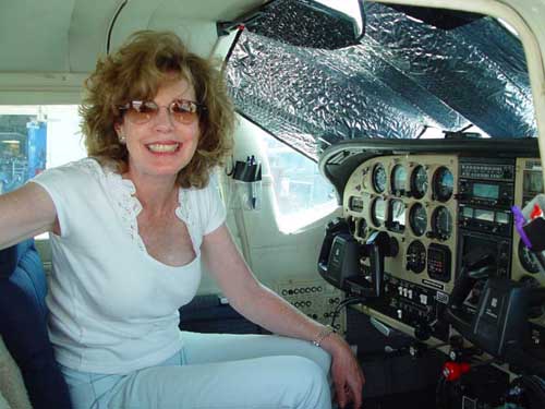 Joan at her office the cockpit of N85S
