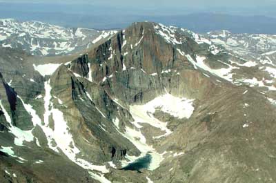 Longs Peak view from the East to West with Chasam Lake