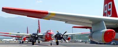 Slurry bombers waiting to be filled up