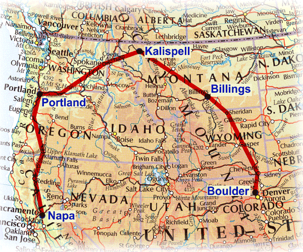 Route of second part of our West Coast Loop