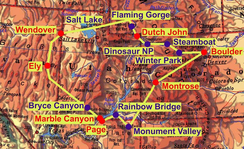 Map with route of our Four States Swing