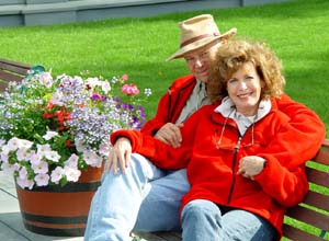Joan and Ueli enjoying the rare moments in the sun 