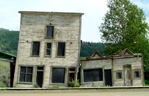 Old residences tilted by the permafrost