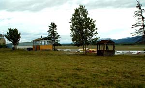 Comfortable camp site at the Whitehorse airport